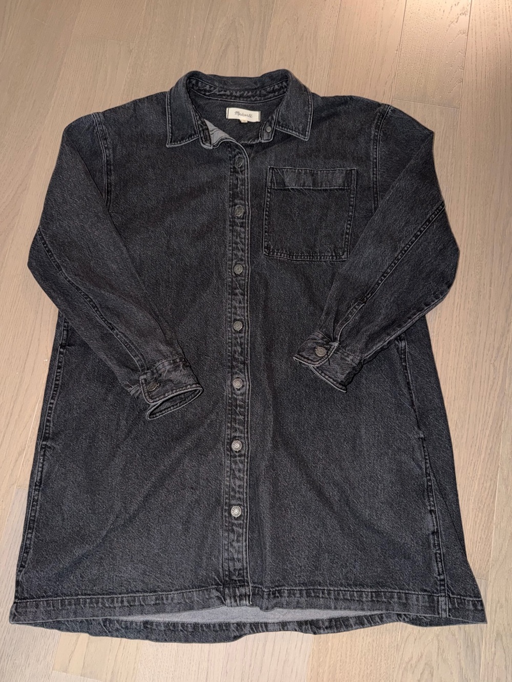 Madewell Black Denim Button-Front Dress